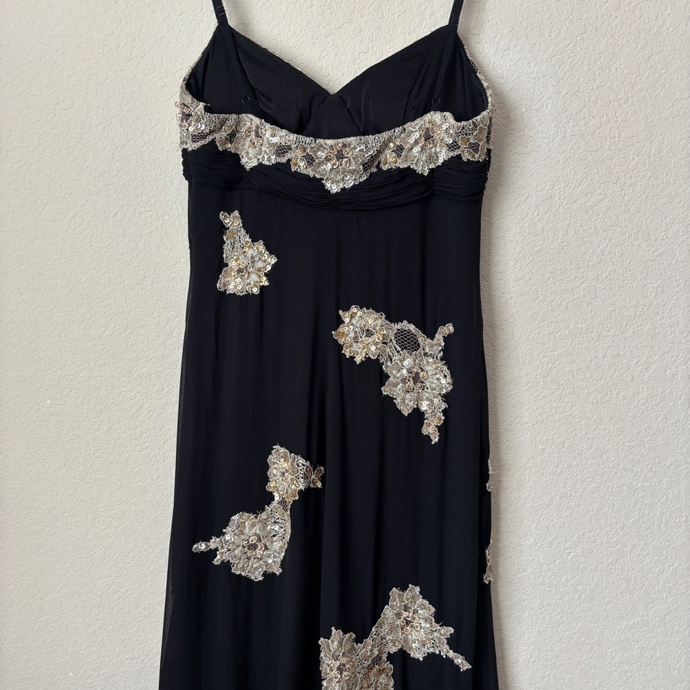 Sue Wong Nocturne Y2K Vintage Silk Beaded Lace Appliqué Formal Evening Dress - Picture 11 of 15